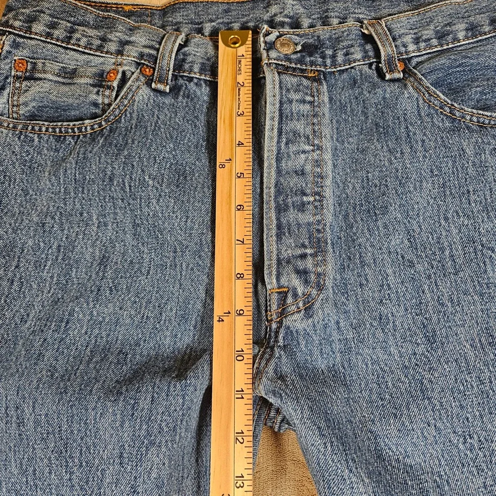 Levis 501 Original Fit Mens Blue Denim Straight Leg Button Fly Jeans 36x30